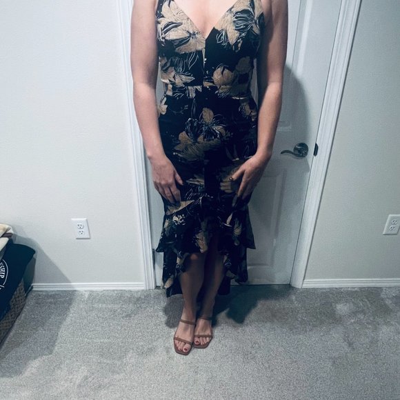 Lulus Darling Daylily Black Floral Print High-Low Maxi Dress (NWT, Size M) - Picture 4 of 6